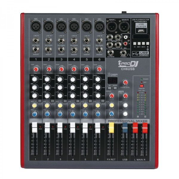 PRO DJ CH6 USB CONSOLA DE 6 CANALES / MEZCLADOR ANÁLOGO